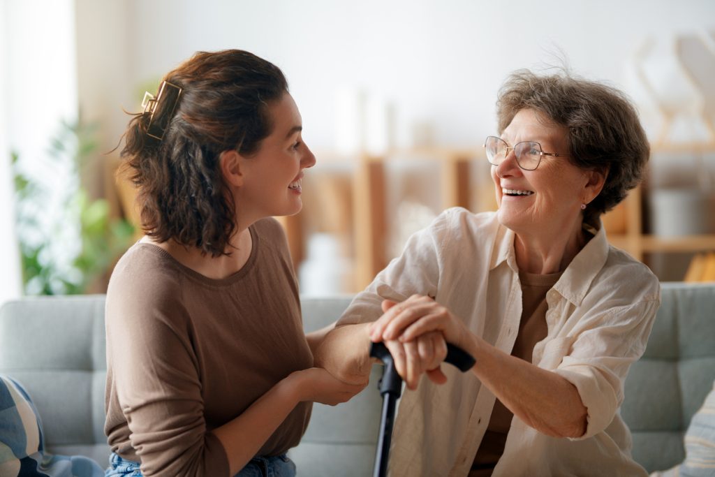 Happy patient and caregiver