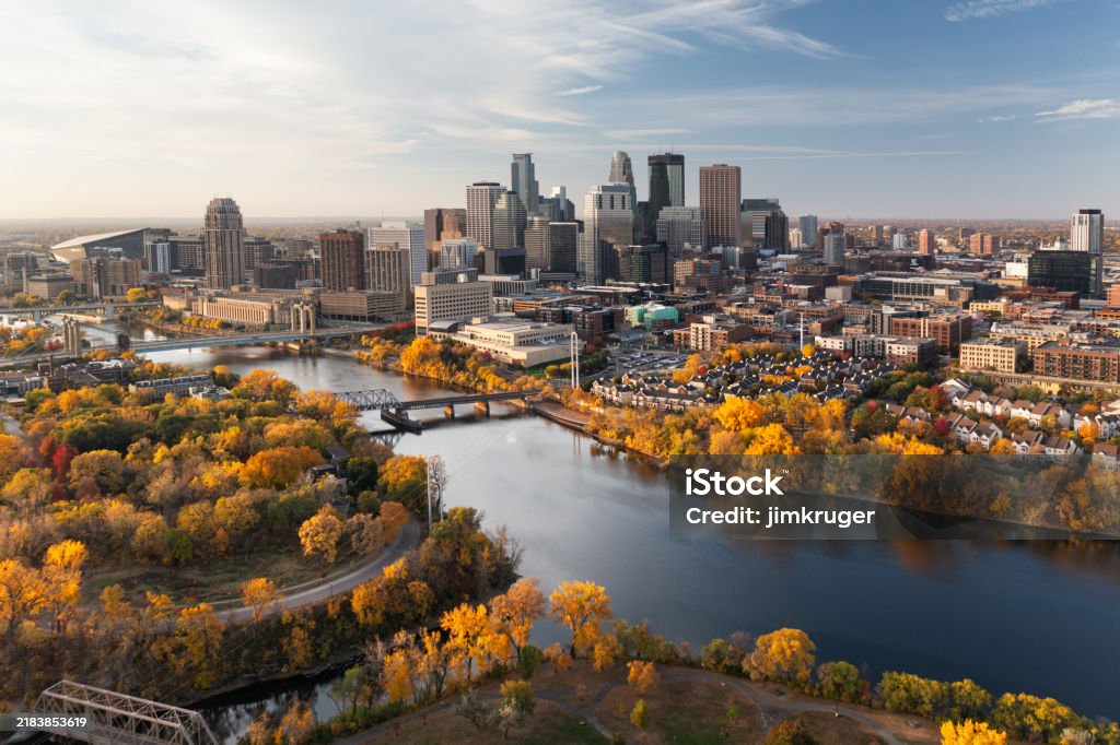 Late October over Minneapolis and the Mississippi River